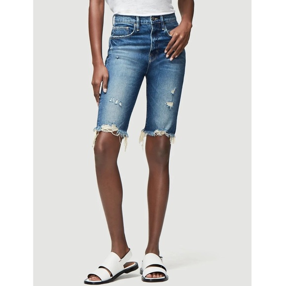 Frame Denim Pants - FRAME Le Vintage Distressed Bermuda Jean Shorts 30